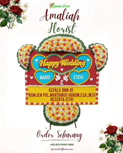 Karangan Papan Bunga Pernikahan di Leuwikoja